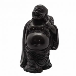 Happy Buddha Image Polyresin Black - 17 cm