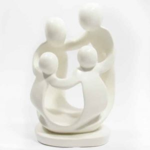 White Statue Polystone Family of 4 People 9 cm