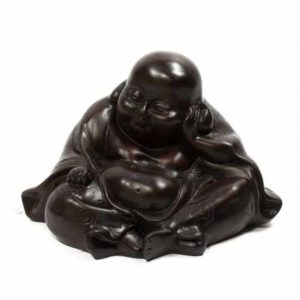 Happy Buddha Statue Polyresin Black - 13 x 10 x 9 cm