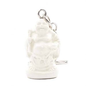 Polystone Keychain Laughing Buddha White Assorted (3 cm)