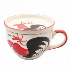 Ceramic Tea Cup Rooster Decoration