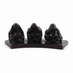 Happy Buddha Hear - See - Speak No Evil Polyresin Black - 12 x 5 x 4 cm