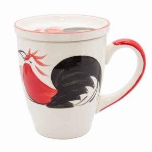 Tea Mug Ceramic Rooster with Tea Bowl