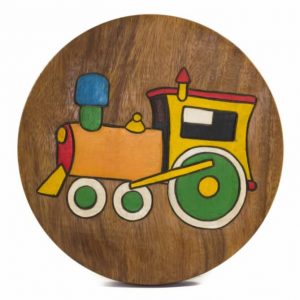 Children's Stool with Train (Acacia Wood)