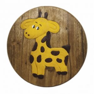 Children's Stool with Giraffe (Acacia Wood)
