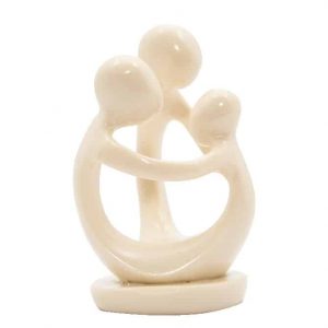 Statue Polystone Family of 3 People White (9 cm)