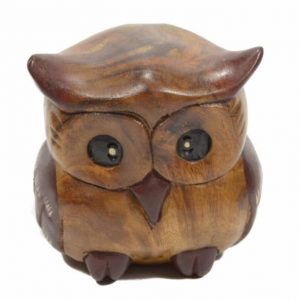 Wooden Statue of Fat Owl (13 cm)