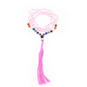 Gemstone Bracelet Chakra/Rose Quartz Mala with 108 Beads