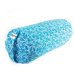 Yoga Bolster Turquoise Round Cotton - Floral Print - 59 x 21,5 cm