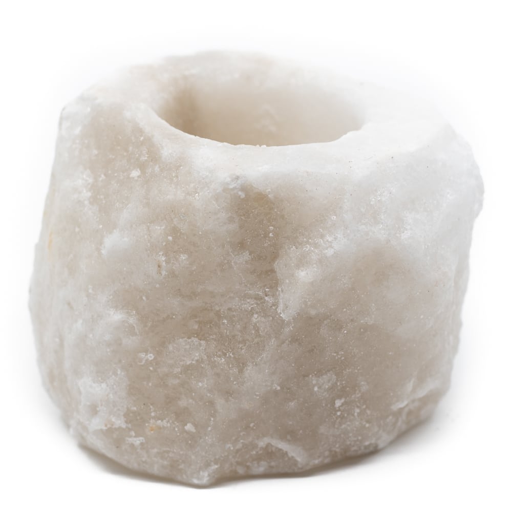 Salt Stone Tea Light Holder White (400 - 700 grams) approx. 9 x 9 x 10 cm