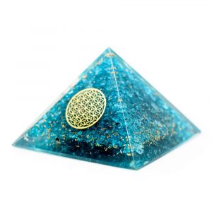 Orgonite Pyramid Blue Topaz - Flower of Life (70 mm)