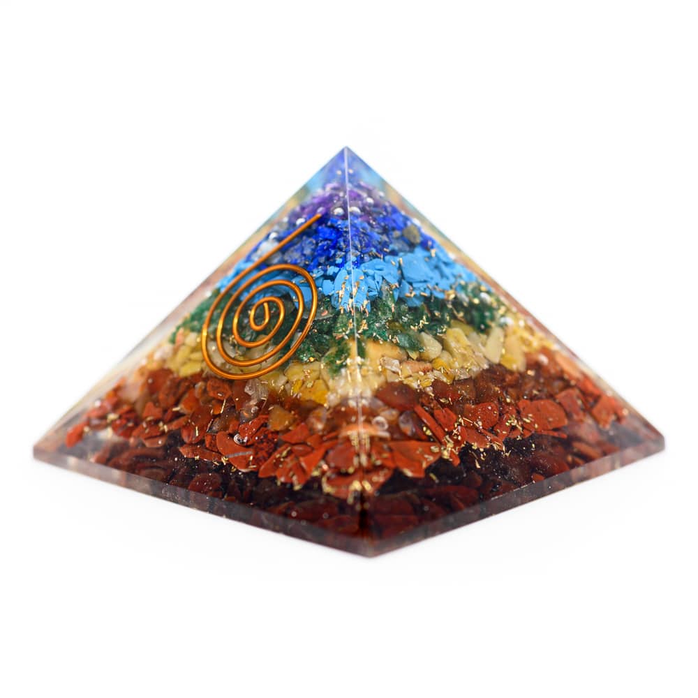 Orgonite Pyramid 7 Chakra with Copper Spiral (40 mm)