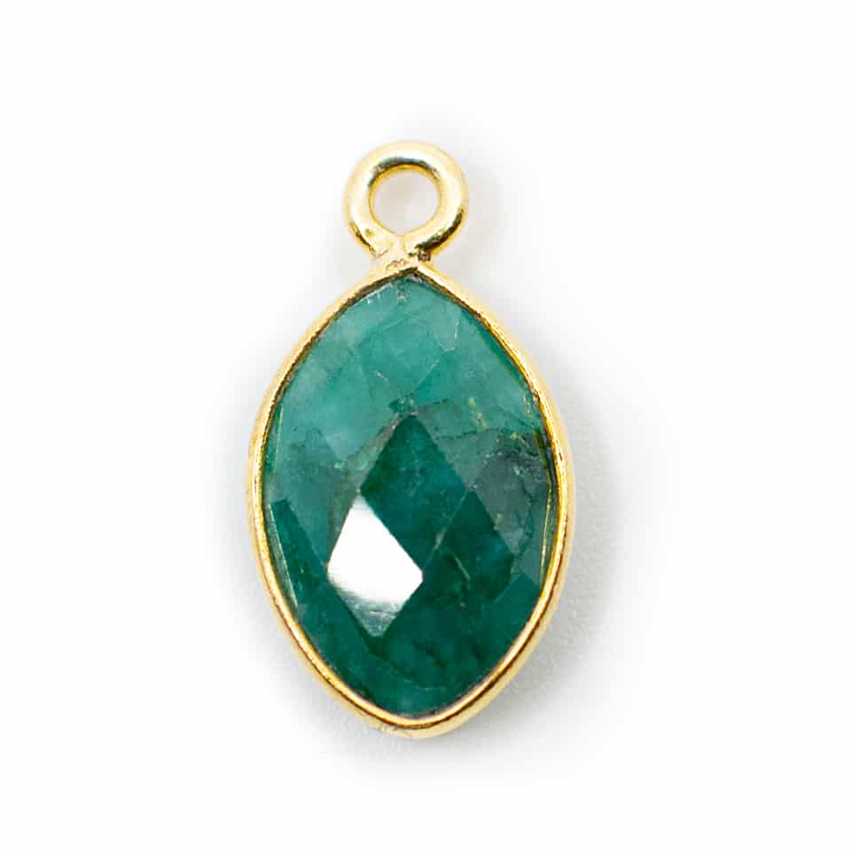 Birthstone Pendant May Emerald 925 Silver & Gilded (12 mm)