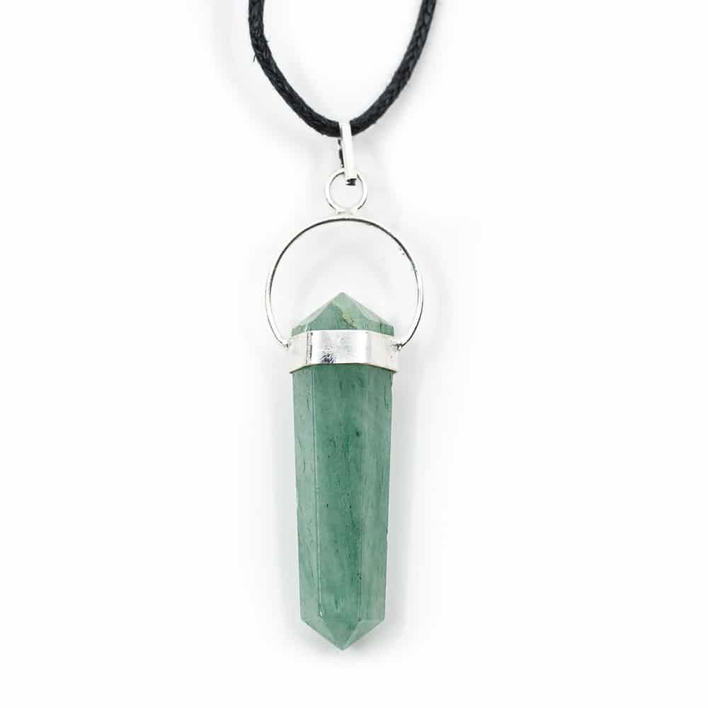 Pendant Green Aventurine Double Pointed Silver-Colored