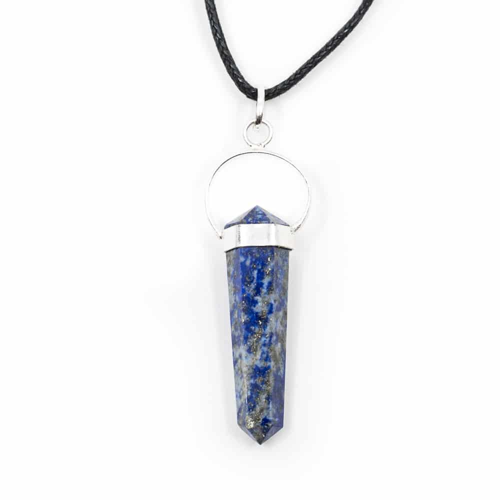 Pendant Lapis Lazuli Double Pointed Silver Colored