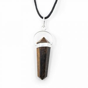 Pendant Tiger Eye Double Pointed Silver Colored
