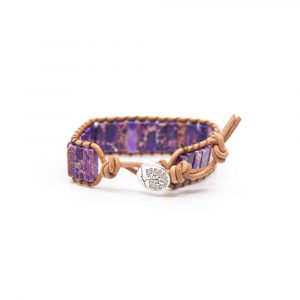 Gemstone Bracelet Bohemian Purple with Tree of Life