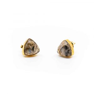 Gemstone Stud Earrings Labradorite - 925 Silver & Gold-plated