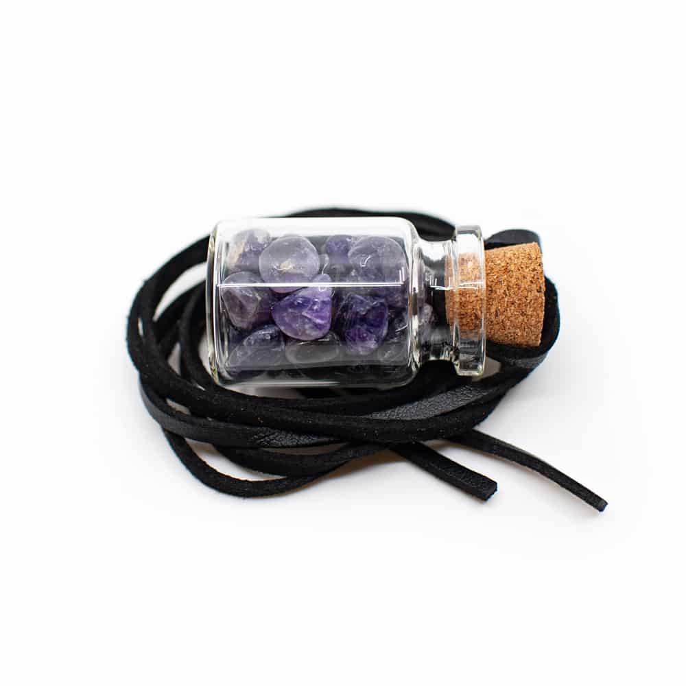 Gift Bottle on Wax Cord with Amethyst