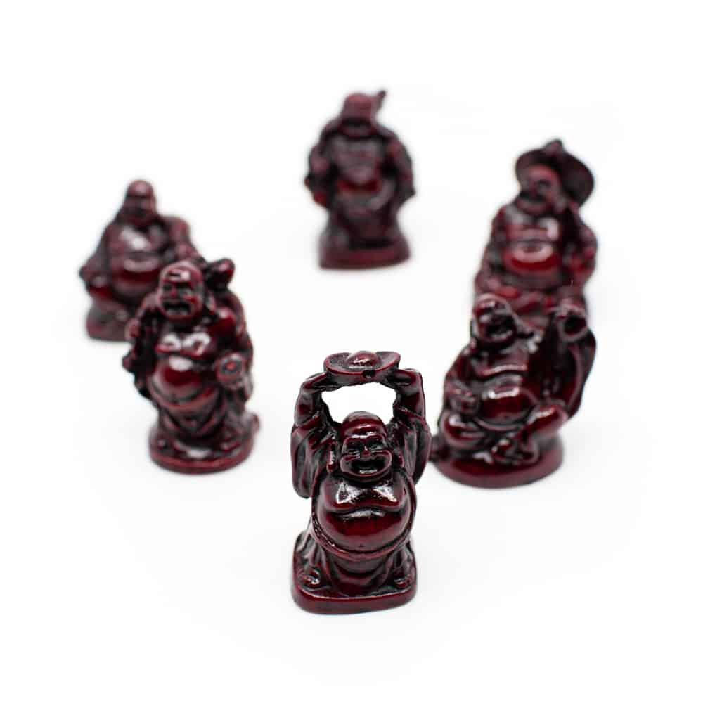 Happy Buddha Statue Polyresin Red - set of 6 - approx. 5 cm