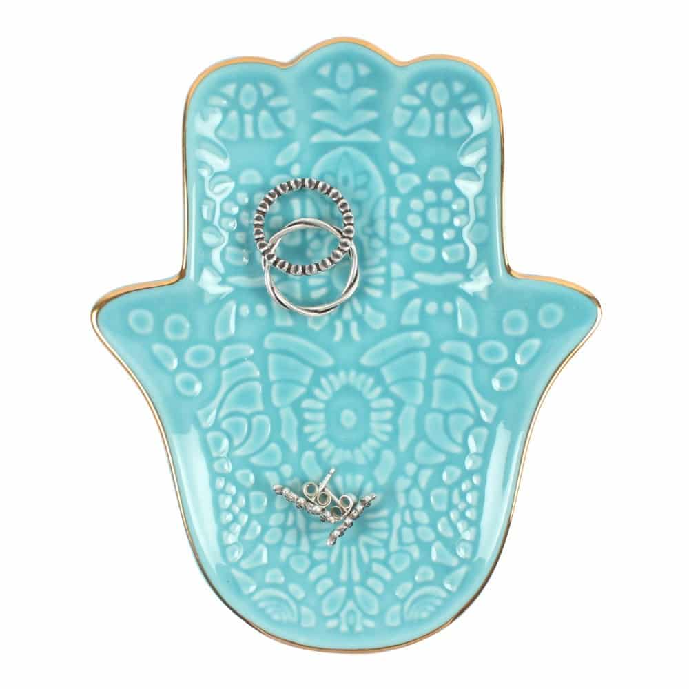 Jewelry Bowl Hand of Fatima Turquoise