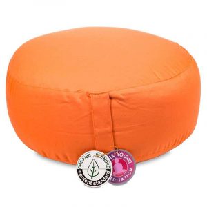 Yogi and Yogini Meditation Cushion Round Cotton Orange - 33 x 17 cm