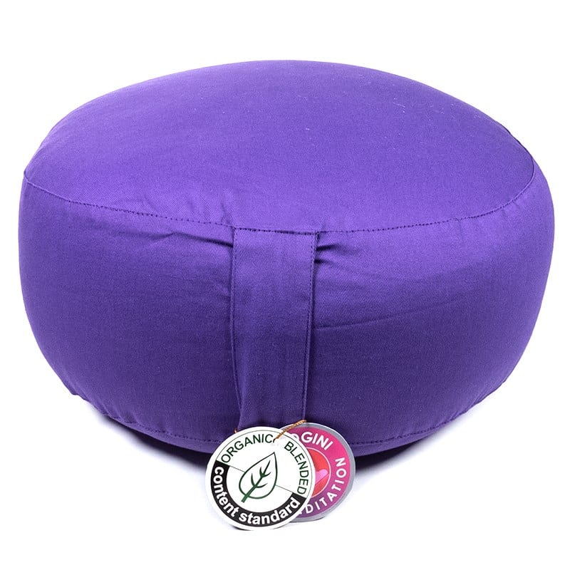 Yogi and Yogini Meditation Cushion Round Cotton Violet - 33 x 17 cm
