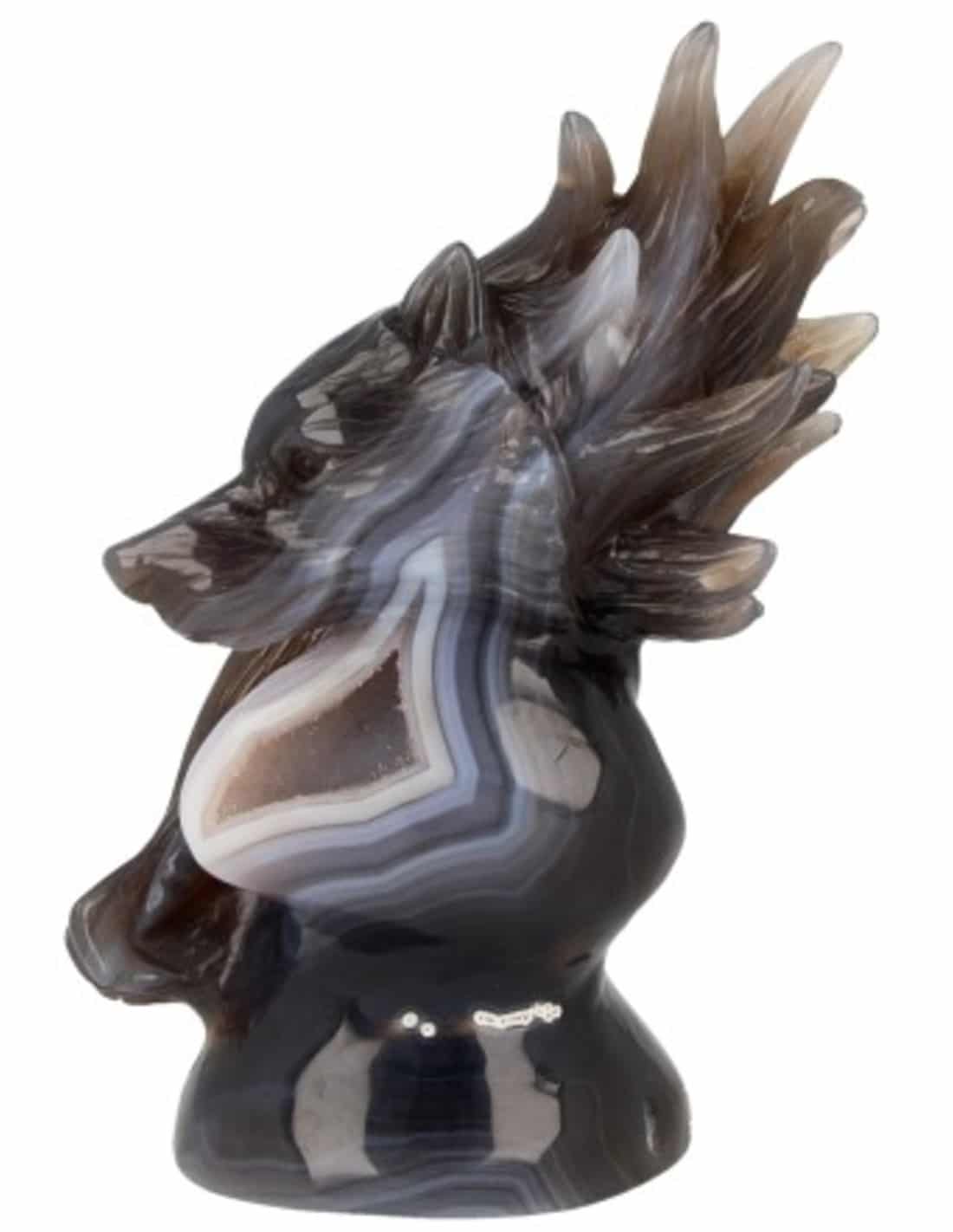 Agate Wolf Skull Crystallised (Model 4)
