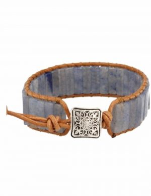 Blue Quartz Leather Bracelet Bohemian Style