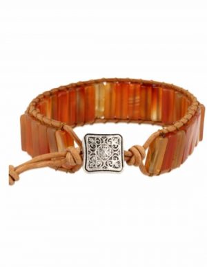 Carnelian Leather Bracelet Bohemian Style