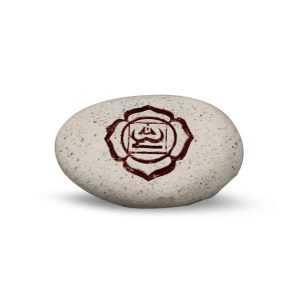 PEBBLE - ENGRAVED RIVER STONE CHAKRA RED