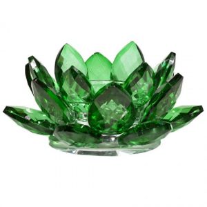 Lotus Candle Holder - Crystal Glass - Green
