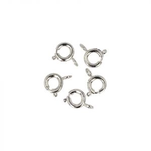 Silver-Colored Spring Ring Clasps - 6 mm (5 Pieces)