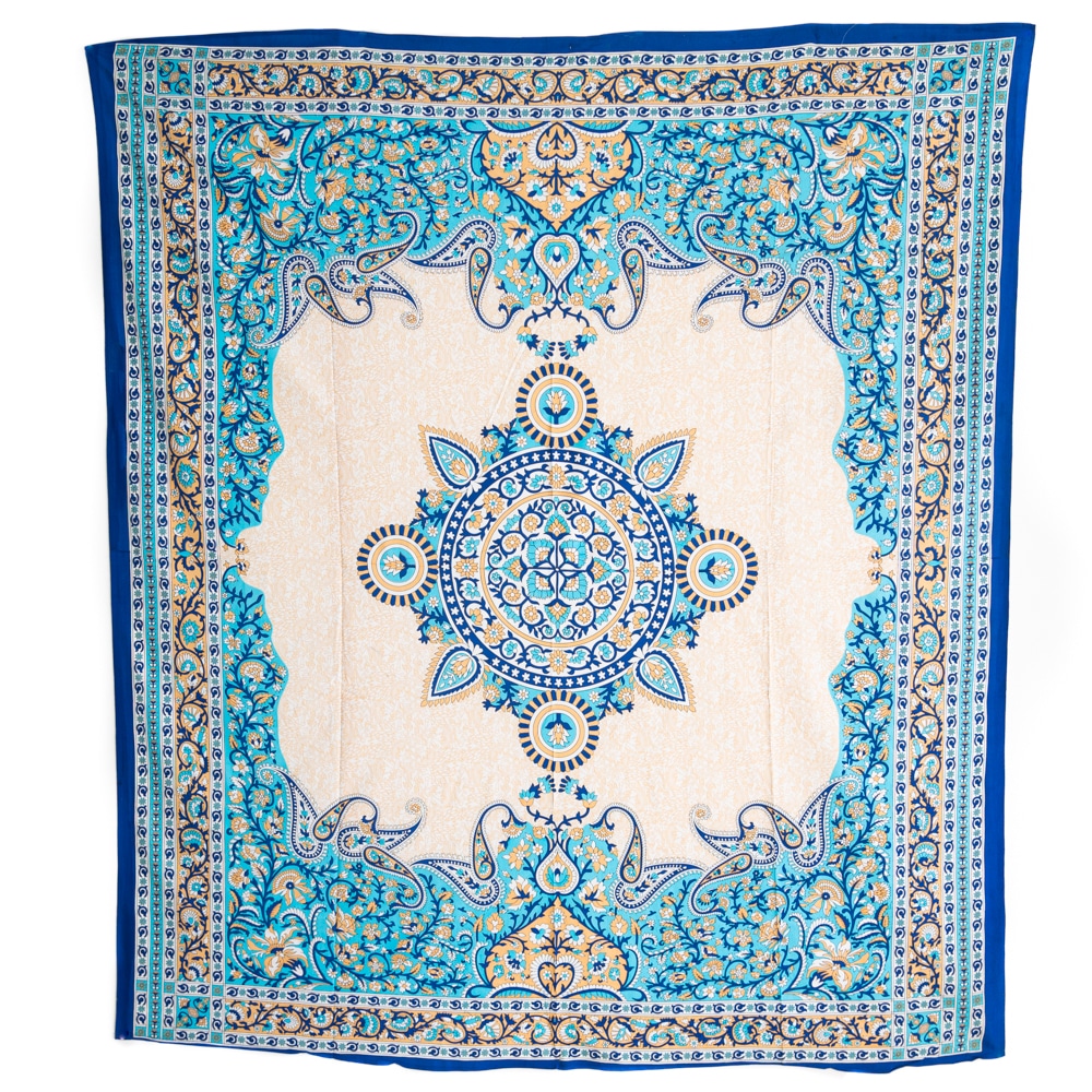 Tapestry Mandala Cotton Blue Flowers Authentic (240 x 210 cm)