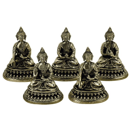 Dhyani Buddha Statuettes - 10 Cm (set Of 5 - 330 Gram)