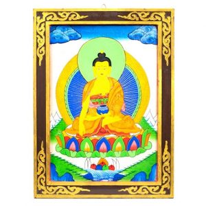 Shakyamuni Buddha Wooden Tangkha Panel (44 x 33 cm)