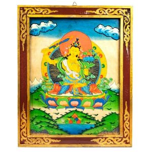 Buddha Manjushri Wooden Tangkha Panel (44 x 33 cm)
