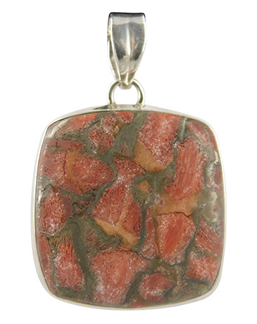 Mohave Turquoise Red (Colored) Pendant in Silver Colored Setting nr. 6