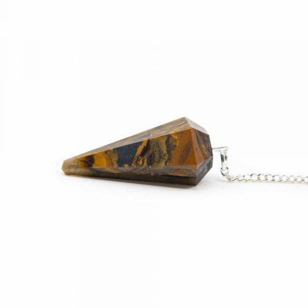 Buy Pendulum Gemstone Tiger Eye Facet With Chakra Bead Necklace Online