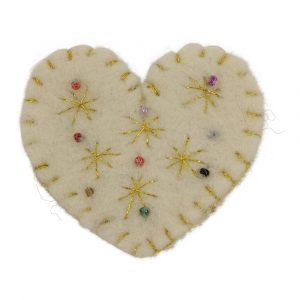 Felt Hair Clip Heart - White and Gold Colored