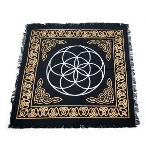Tapestry Spiritual Cotton Gold and Silver Altar Cloth Flower of Life (45 x 45 cm)