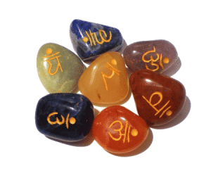SET 7 Chakra Drum Stones with Sanskrit Letters