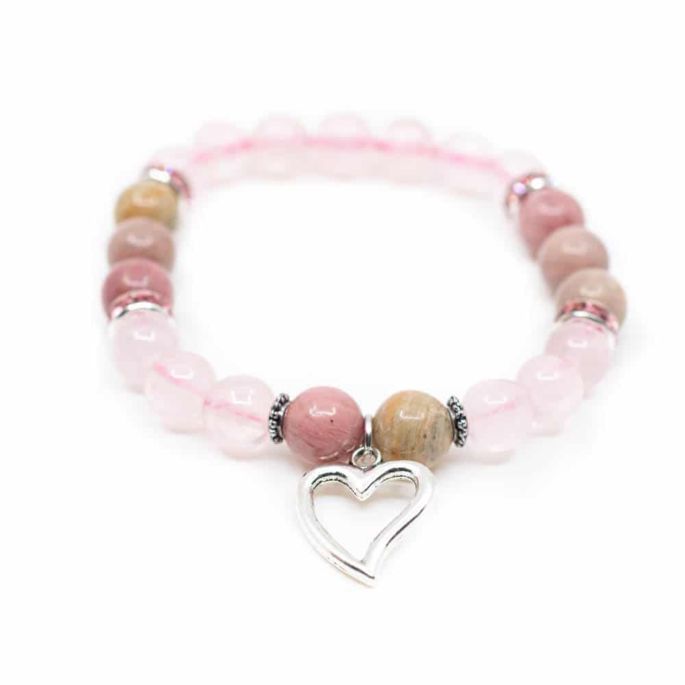 Gemstone Bracelet Rose Quartz/Rhodochrosite Heart