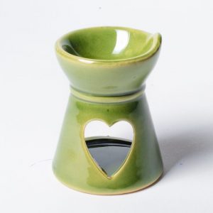Aroma Burner for Melting Candles - Green Heart - 8x6.5cm