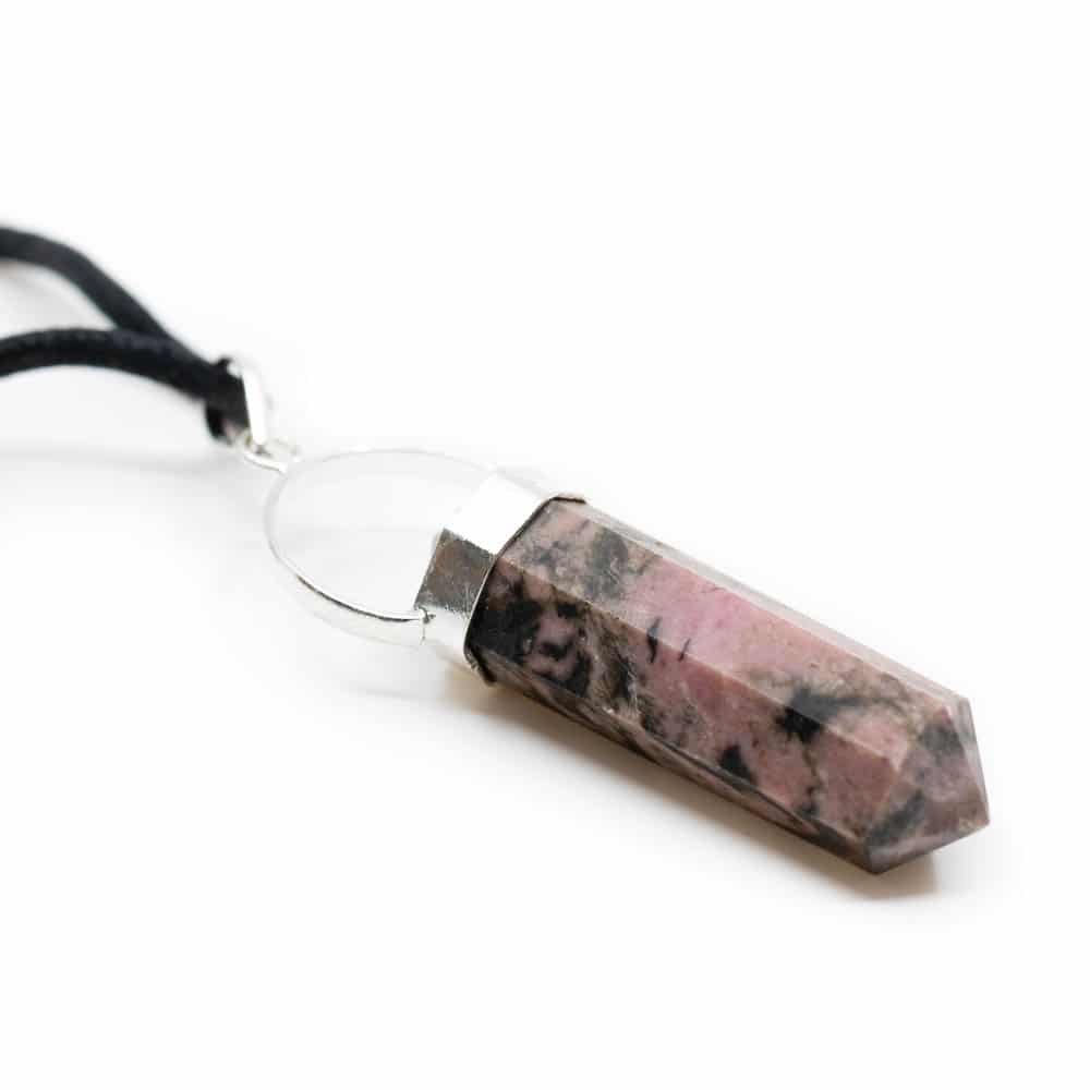 Pendant Rhodonite Double Pointed Silver Colored