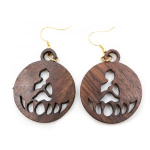 Earrings Buddha Wood
