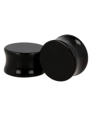 Plug Ear Piercing 20 mm Black Obsidian (Set of 2)