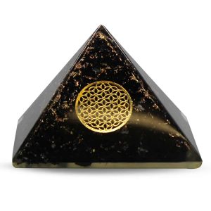 Orgone Pyramid Black Tourmaline - Flower of Life (70 mm)