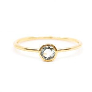 Birthstone Ring Aquamarine March - 925 Silver (Size 17)