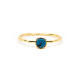 Birthstone Ring Turquoise December - 925 Silver & Gold-plated  (Size 17)
